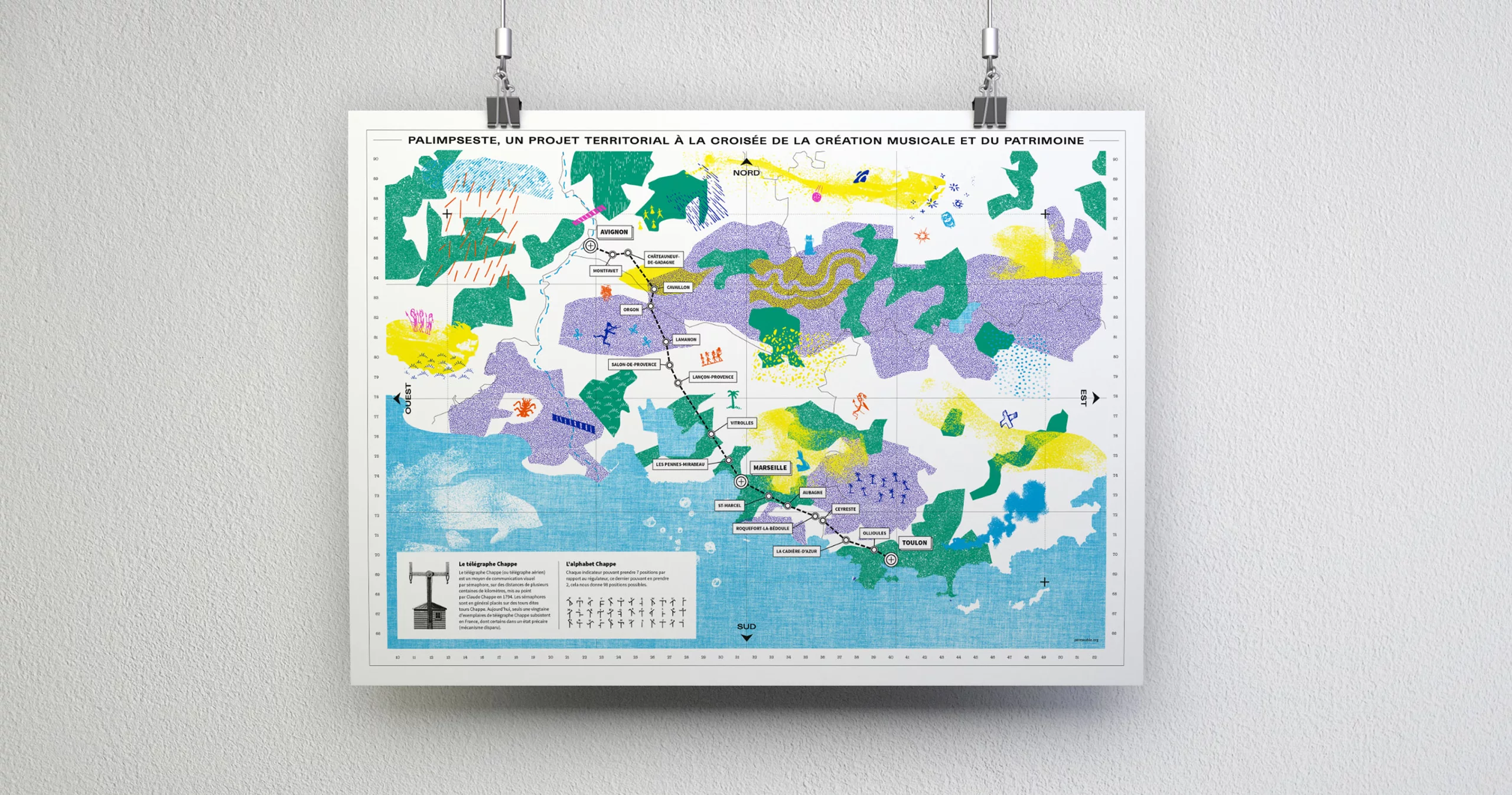 Photo de la cartographie du territoire, avec le chemin de Avignon à Toulon et les escales où les concerts auront lieu