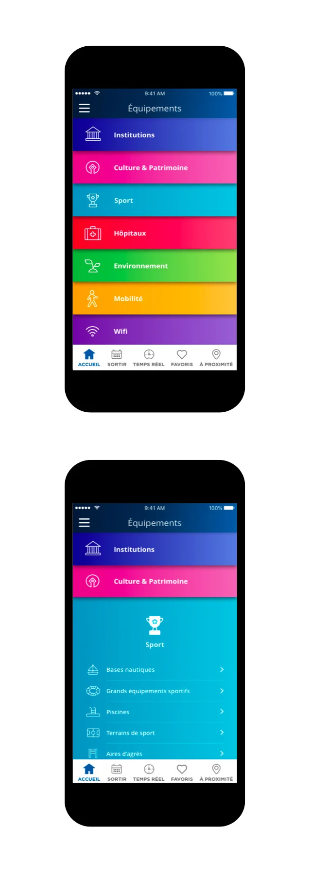 Design UX/UI de la page d'accueil de l'application de la ville de Marseille