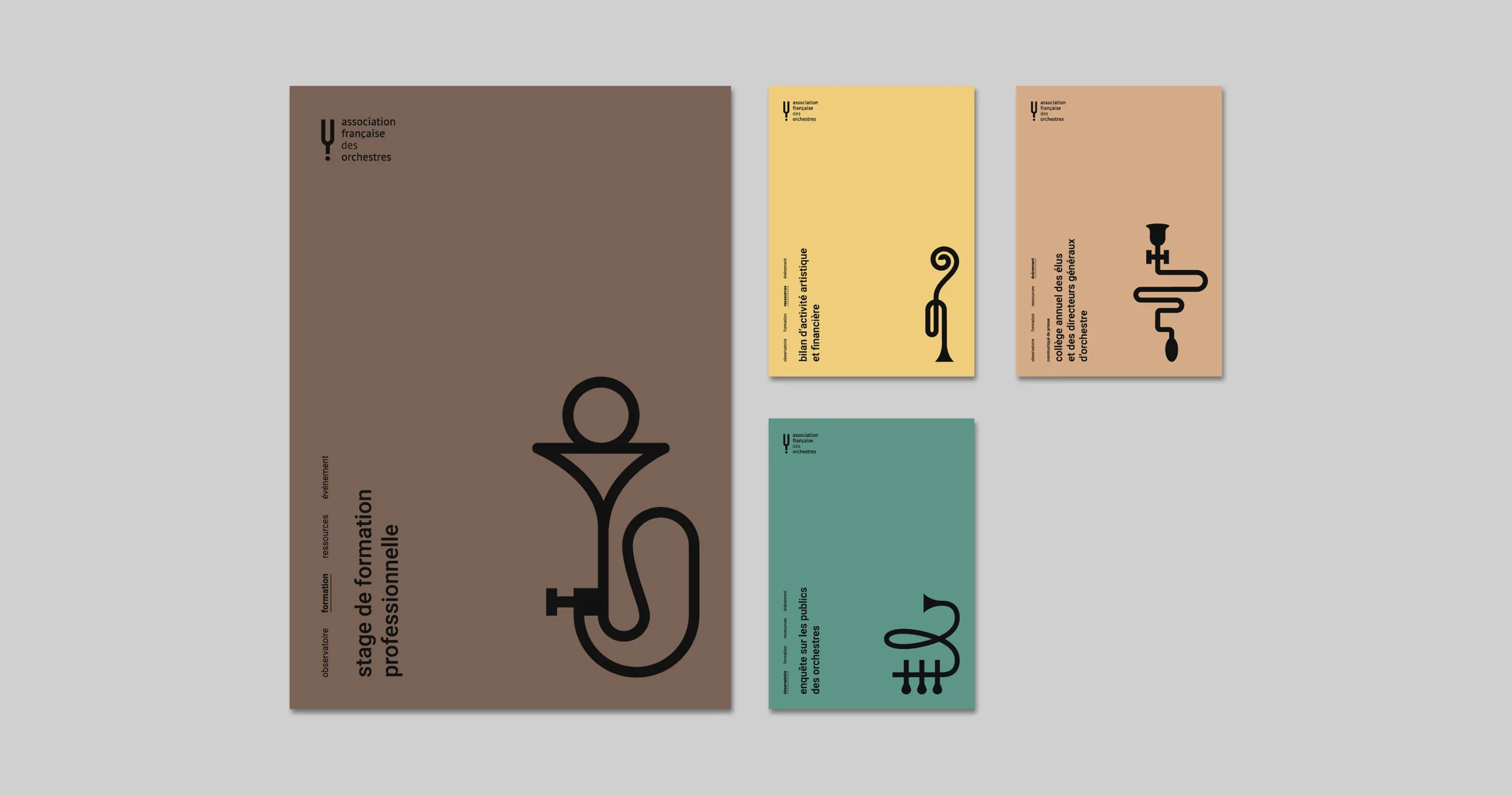 Application des formes sur des brochures institutionnels, fond coloré