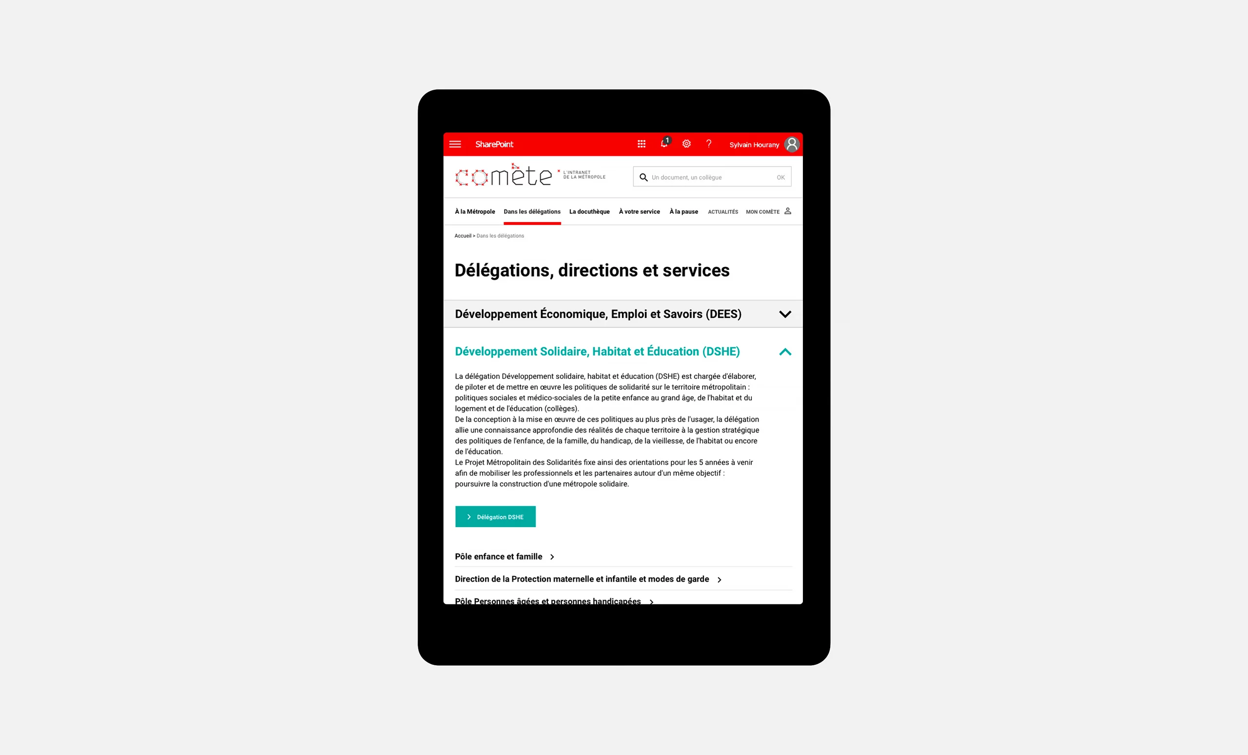 Déclinaison d'une page sur écran tablette