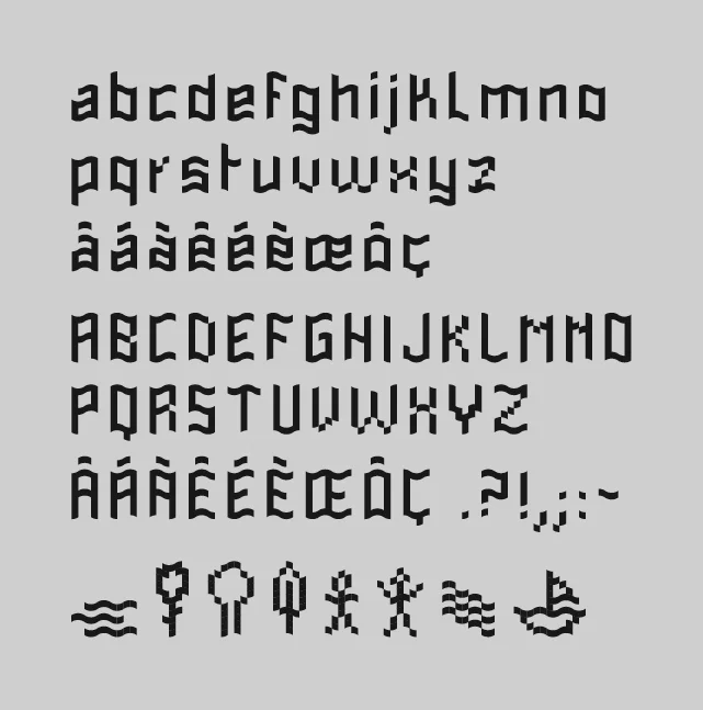 Vue d'ensemble de la typographie du logo Châteauvallon, typographie qui ondule