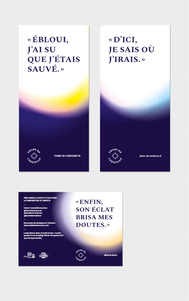 Flyer et billets d'entrée reprenant le système graphique du halo lumineux