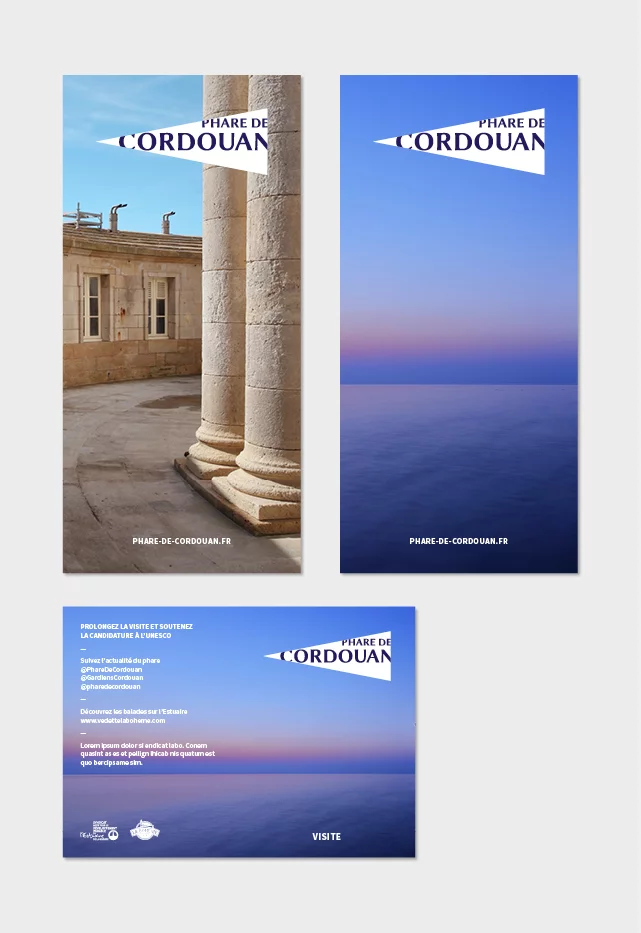 Éléments de communication du Phare de Cordouan, dans le même principe que les affiches