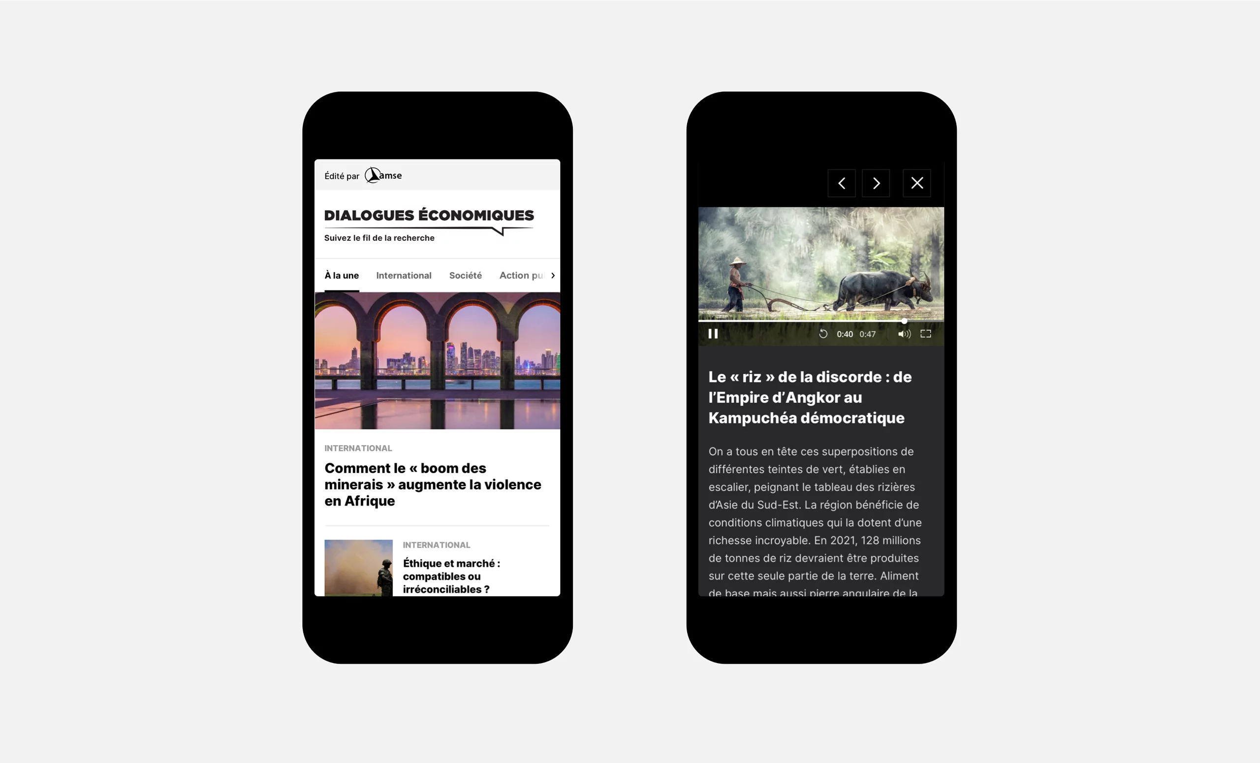 Déclinaison mobile de la revue en ligne Dialogues économiques