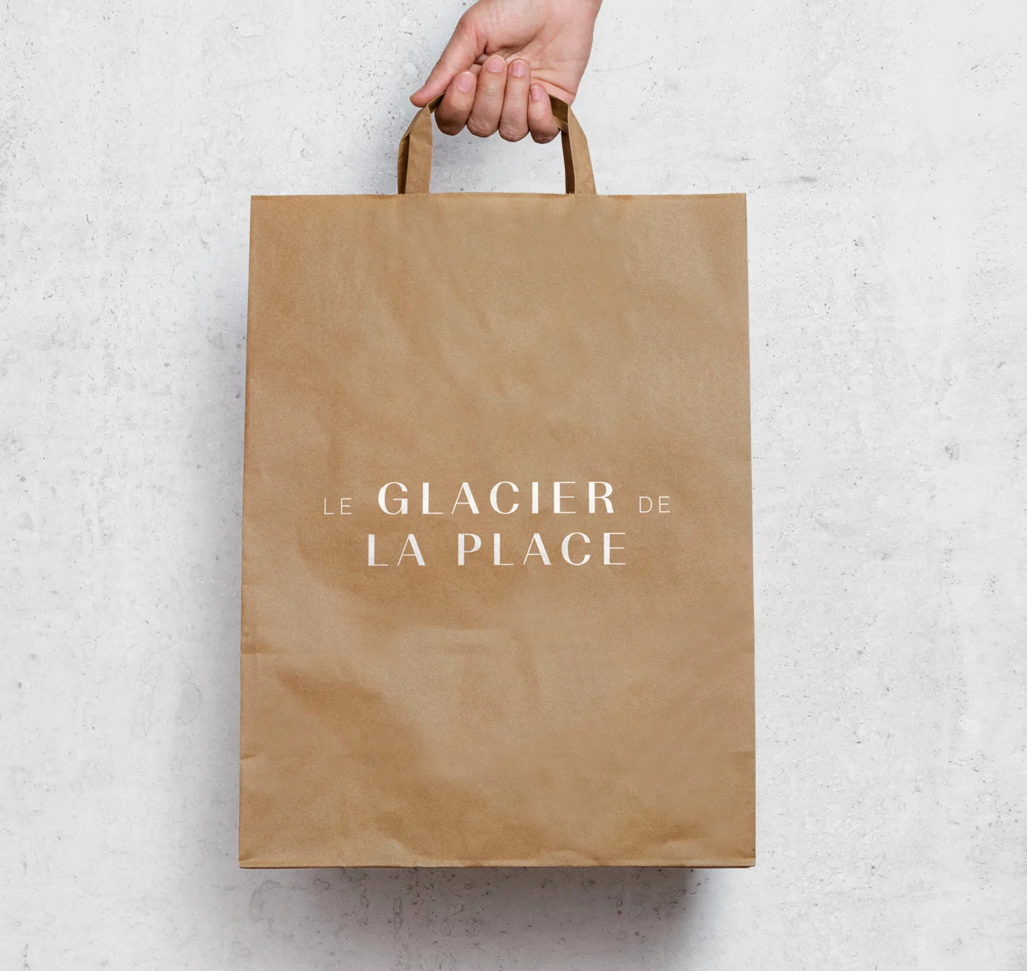 Recto du sac craft de la boutique du Glacier de la Place avec le logo