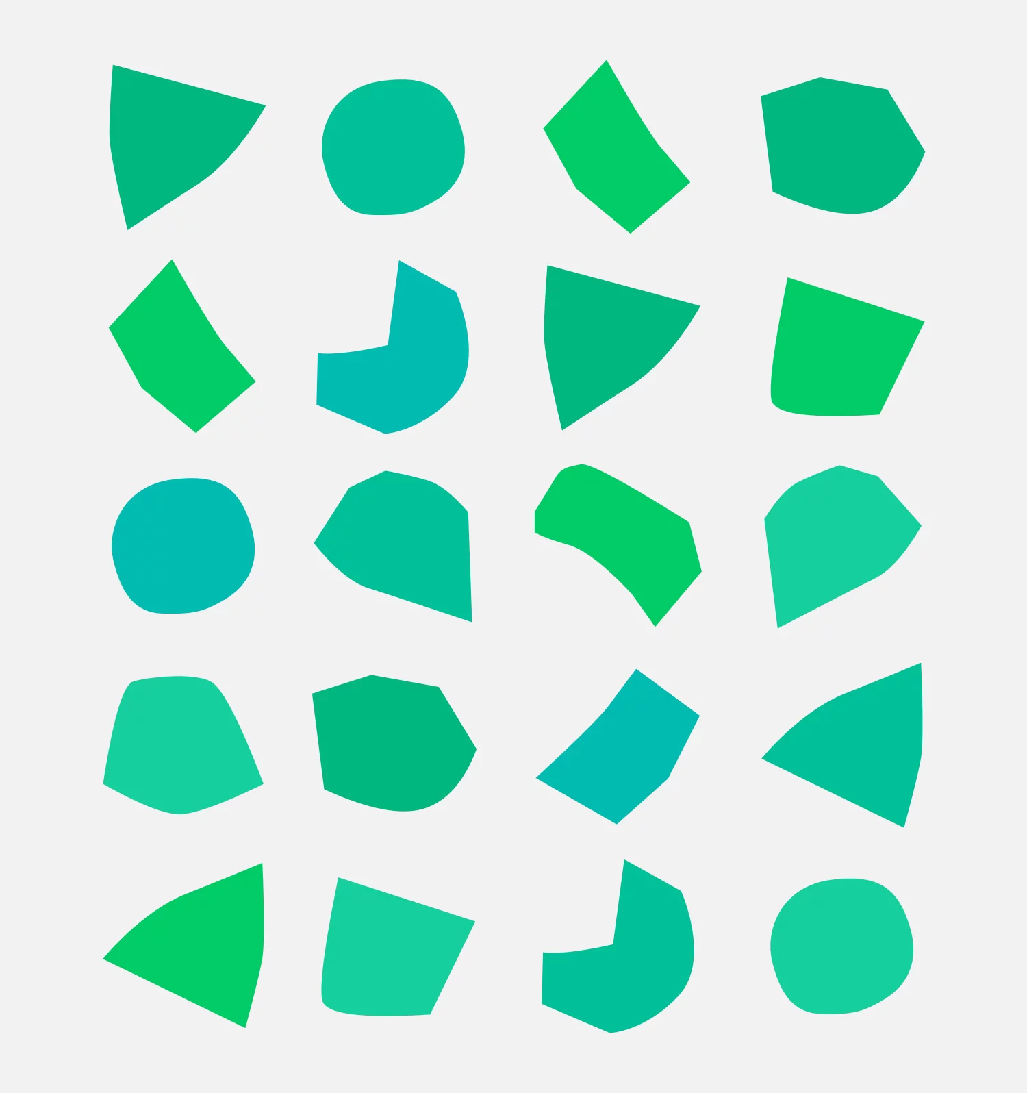 Formes graphiques abstraites avec différentes teintes de vert