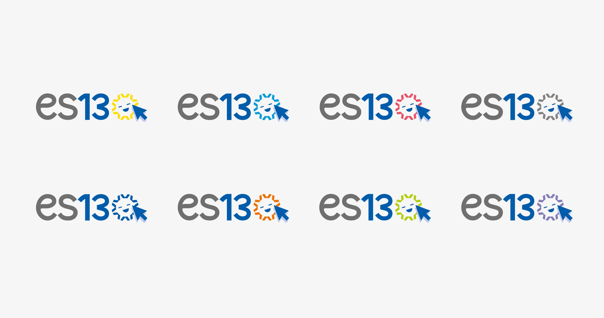 Logotype ES13 l'expert des loisirs. Déclinaisons des couleurs dans le soleil