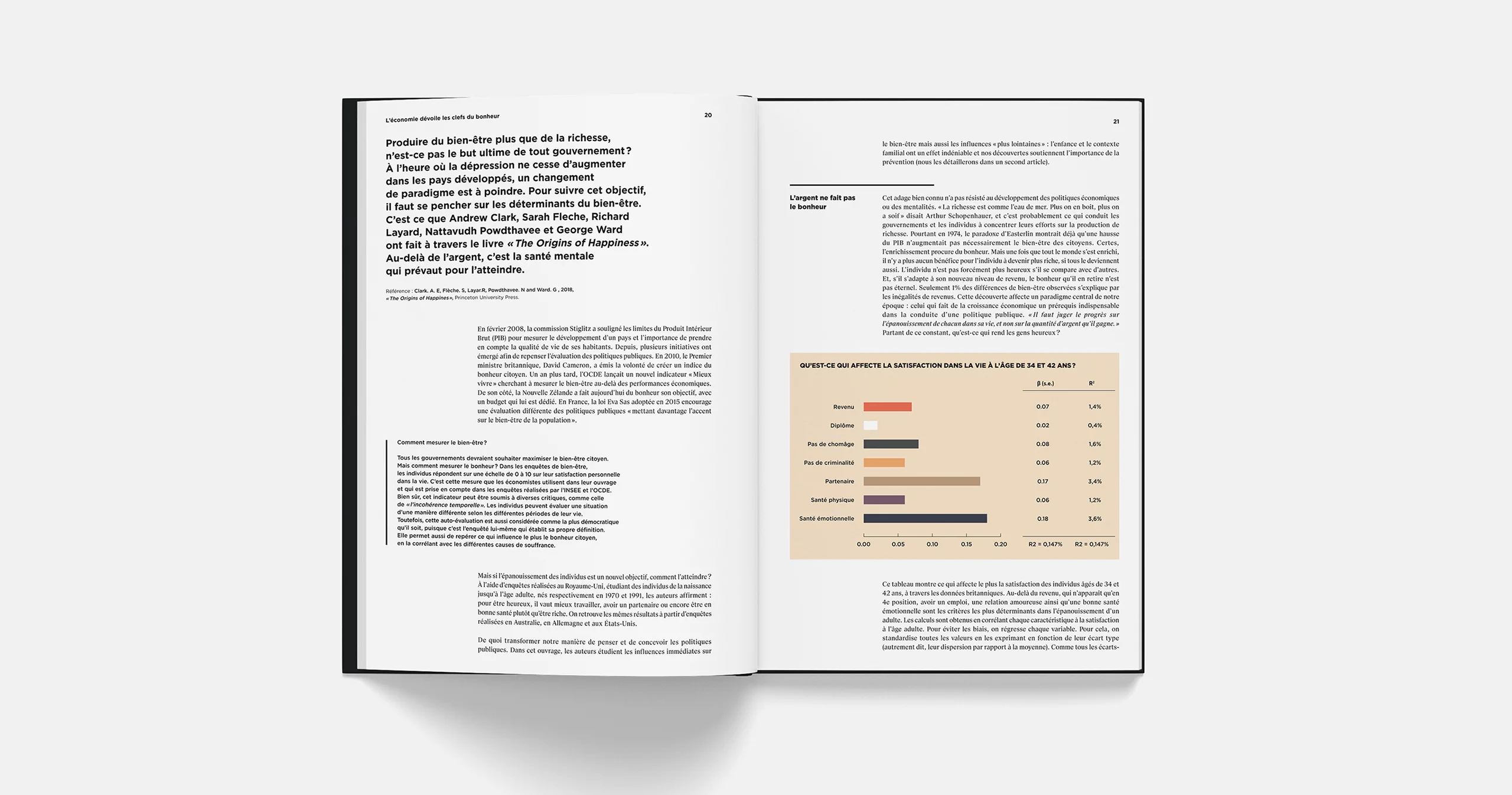 Extrait de pages intérieures du livre dialogues économiques. Contenu d'un article composé de paragraphes et d'une infographie.