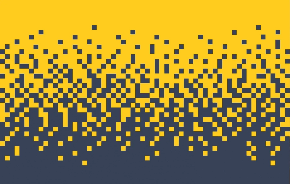 Visuel abstrait en pixel, jaune et gris