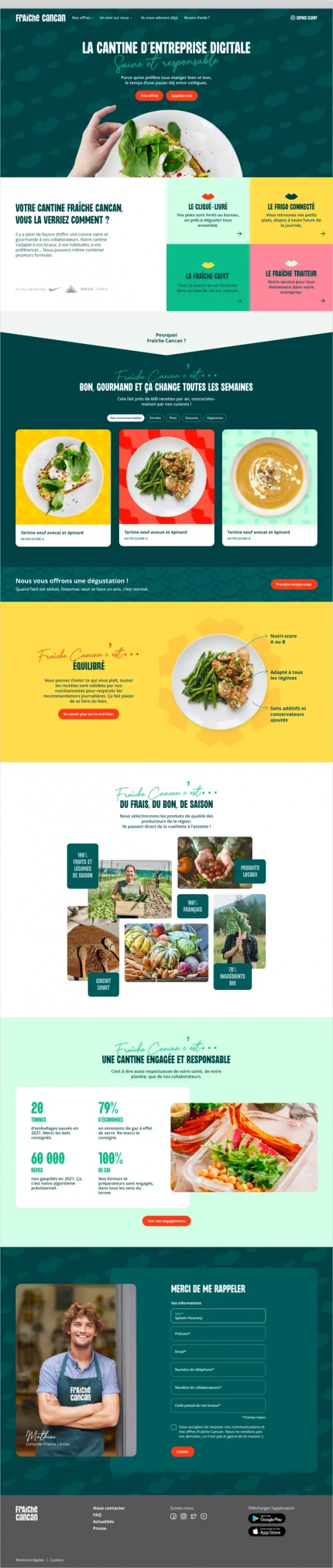 Design UX/UI desktop de la page d'accueil du site Fraîche cancan