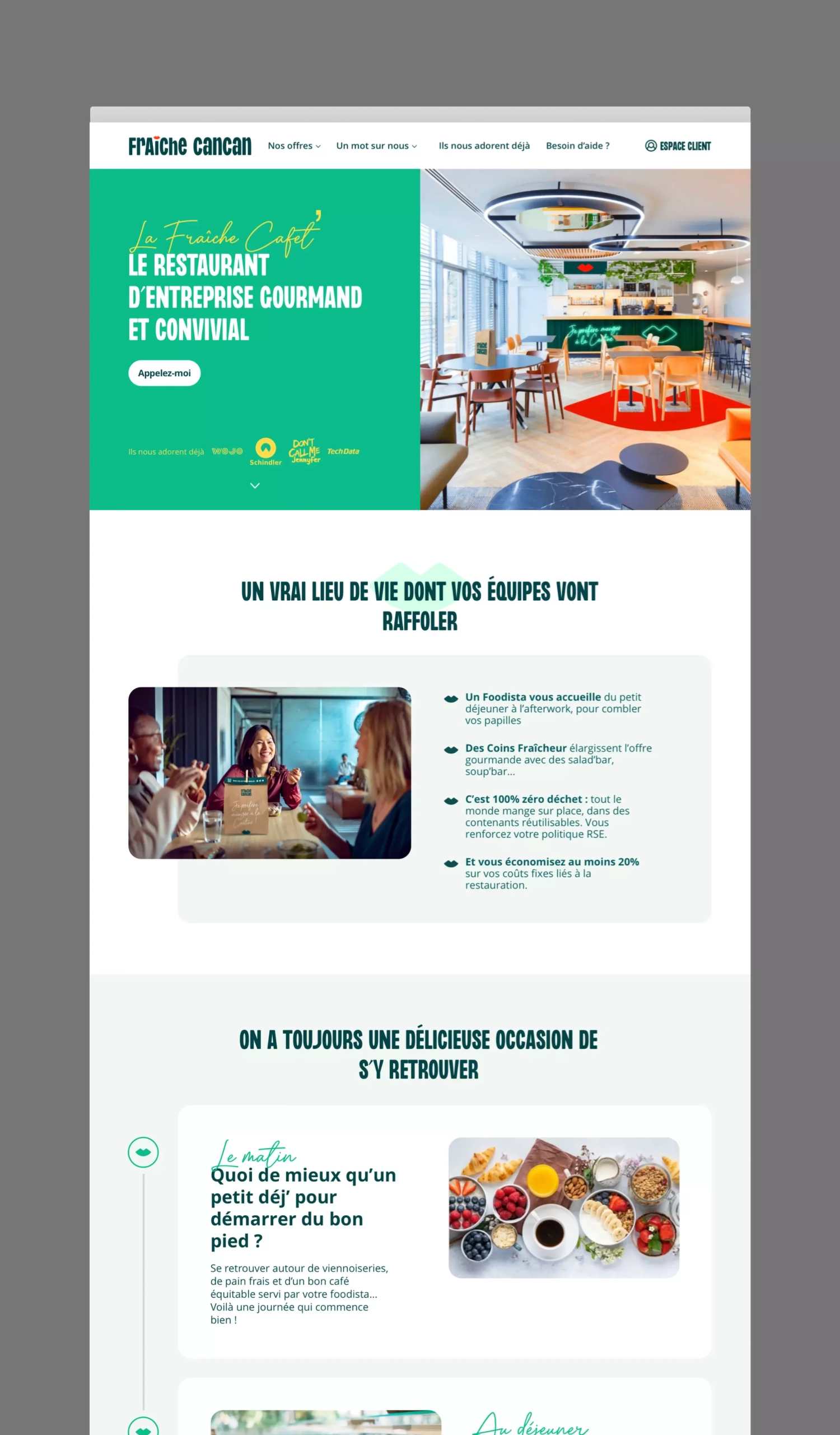 Écran desktop de la page de présentation de l'offre Fraiche Cafet
