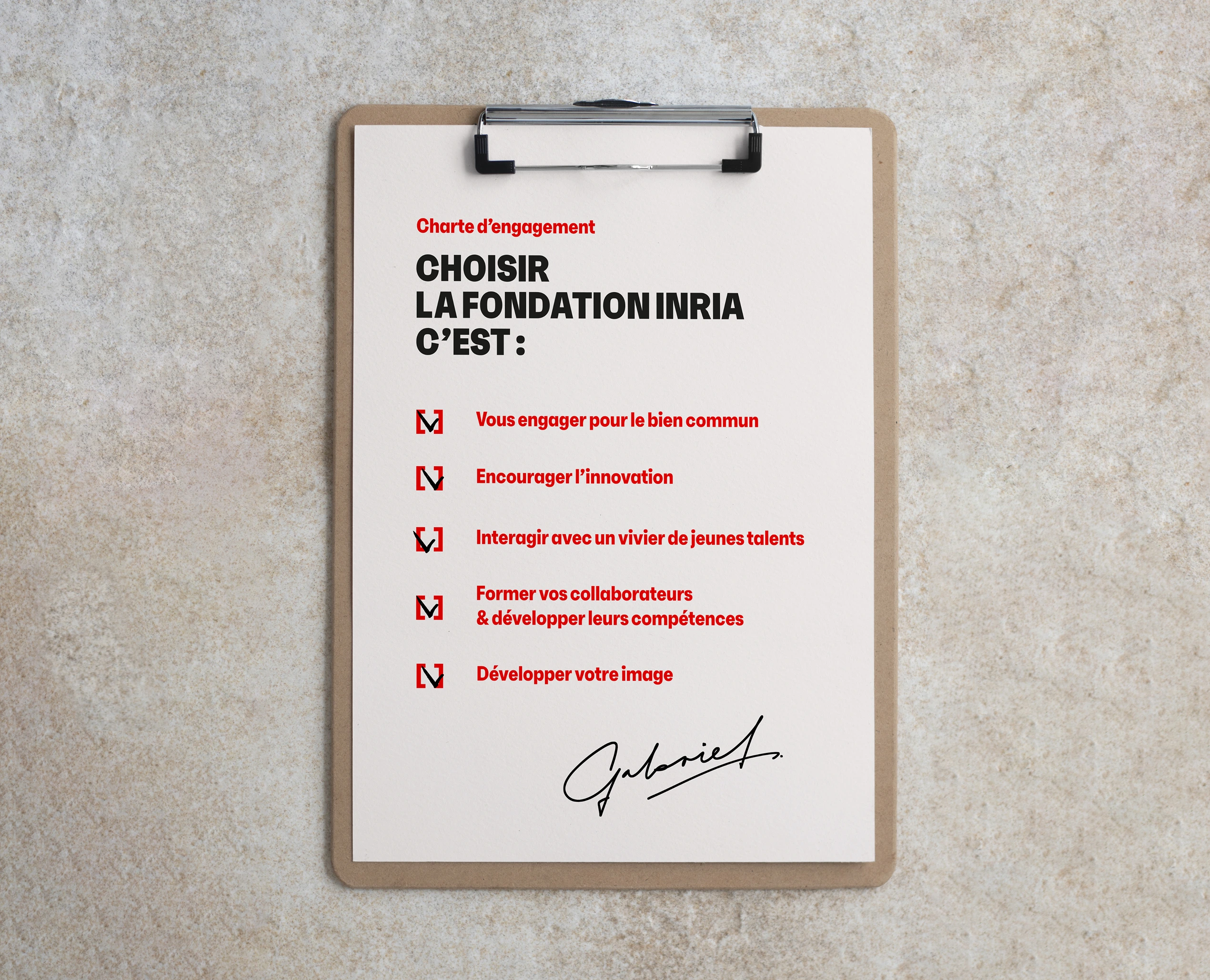 Design de la charte d'engagement pour la Fondation Inria