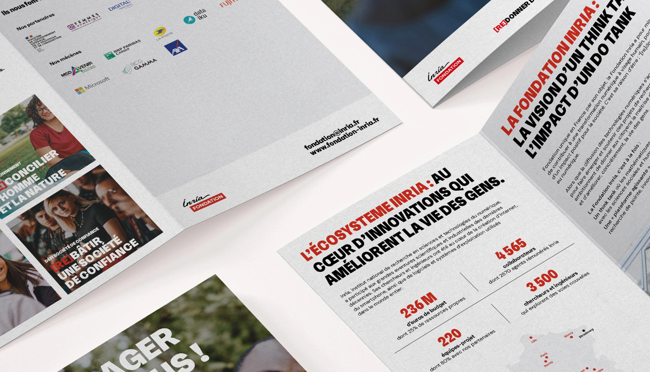 Design des pages du rapport d'activité pour la Fondation Inria