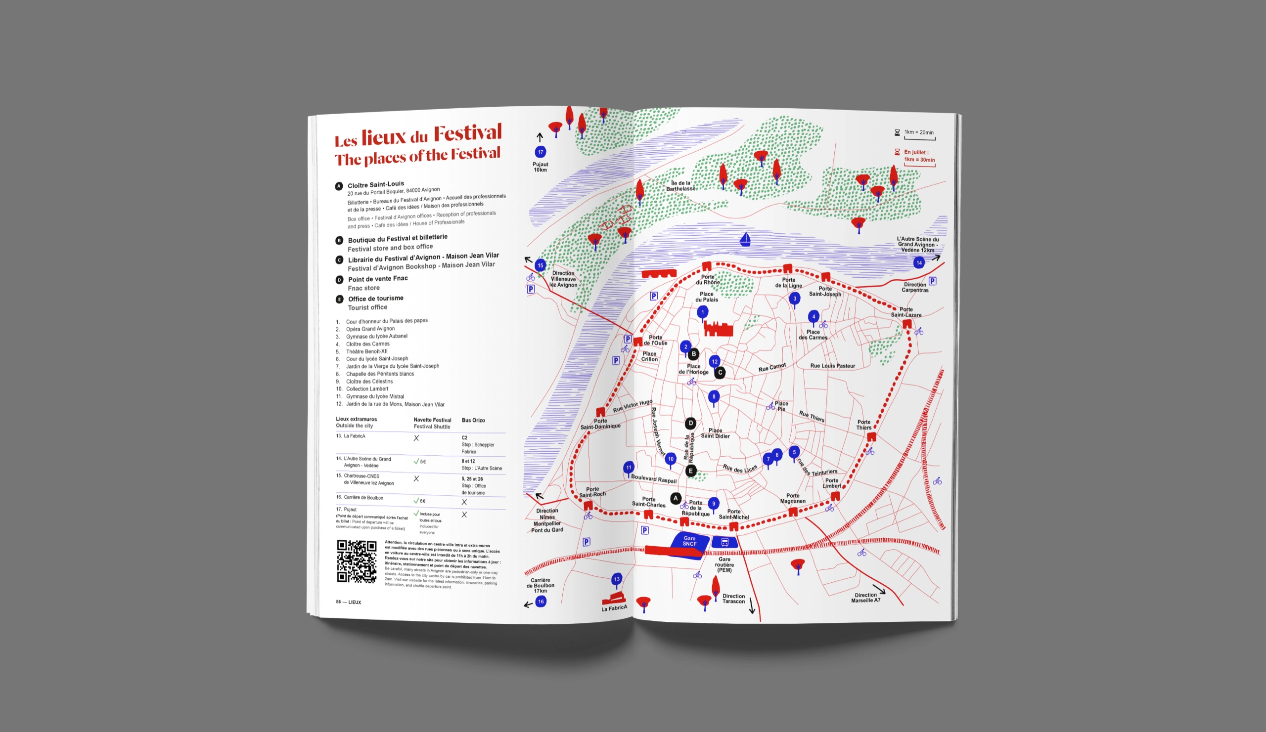 Aperçu de la brochure intérieur : carte des lieux du festival
