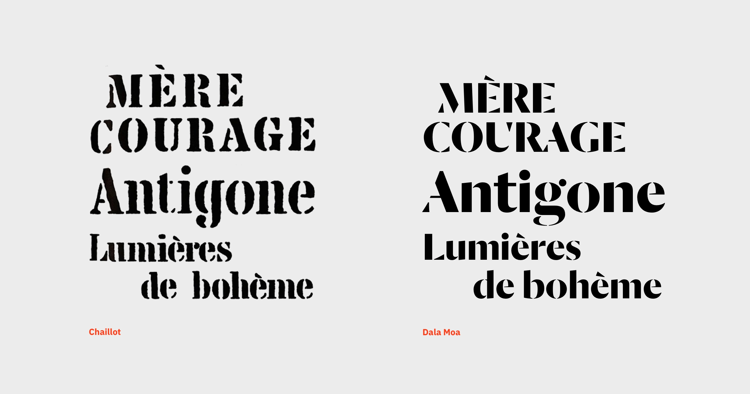 Aperçu de la typographie Jacno à gauche et à droite la nouvelle typograhie choisie