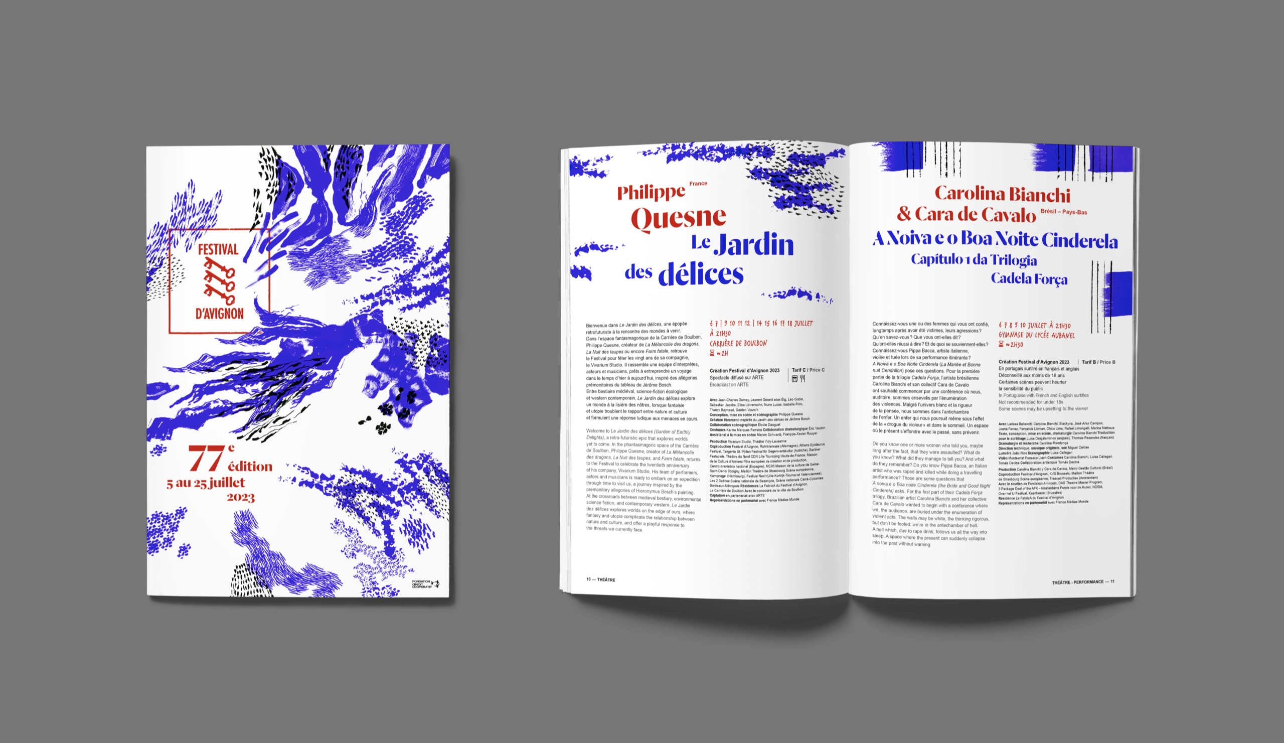 Aperçu de la couverture du programme et une page intérieur