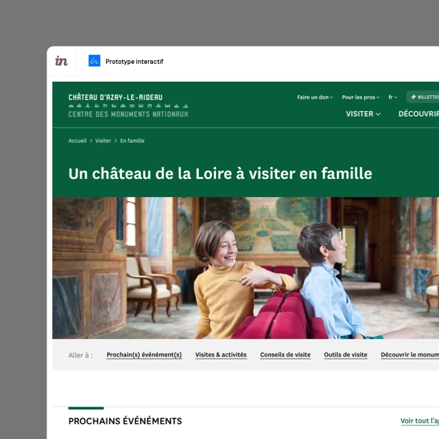 Design UX/UI desktop de la page d'un monument du Centre des monuments nationaux