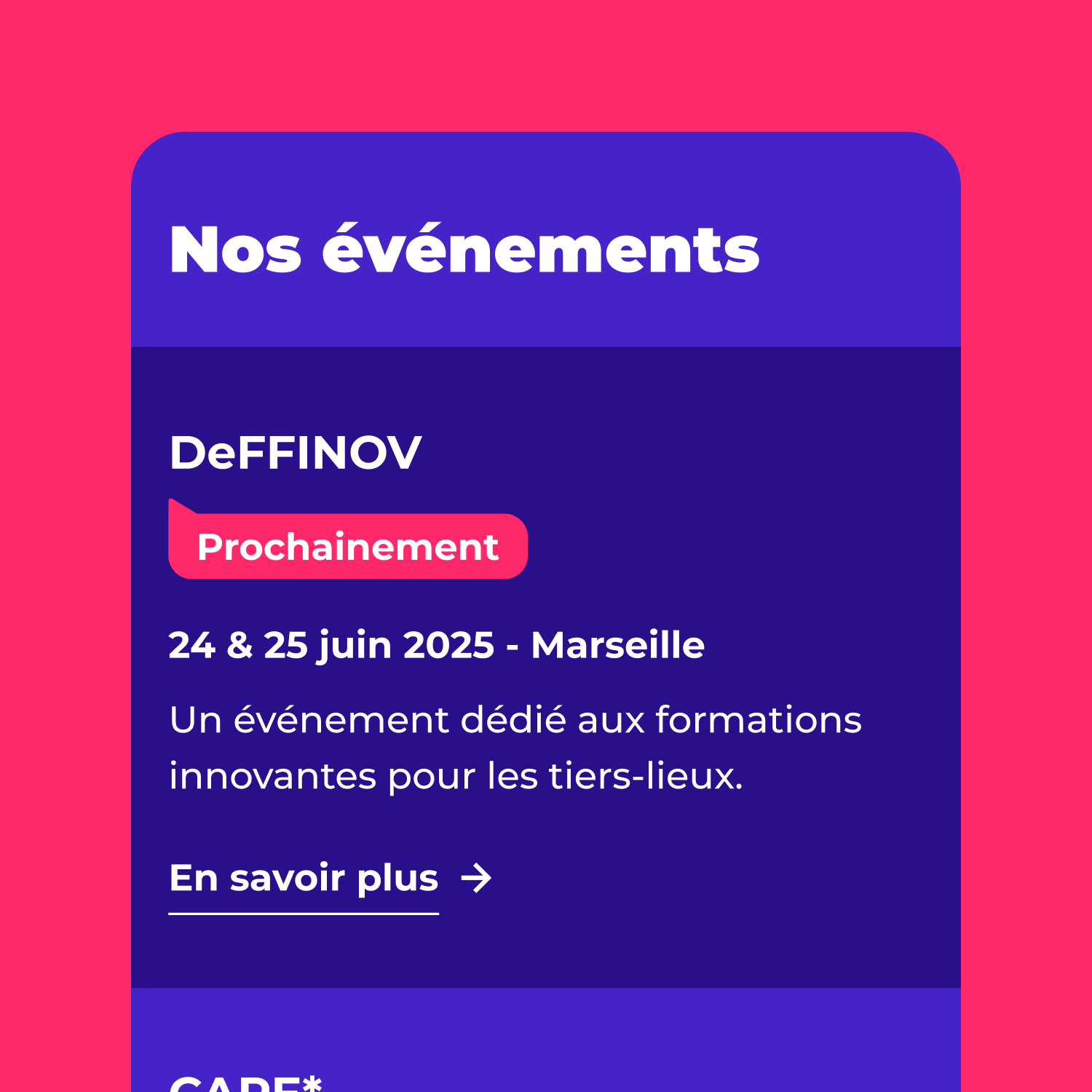 Design UX/UI mobile des événements du site France Tiers-Lieux