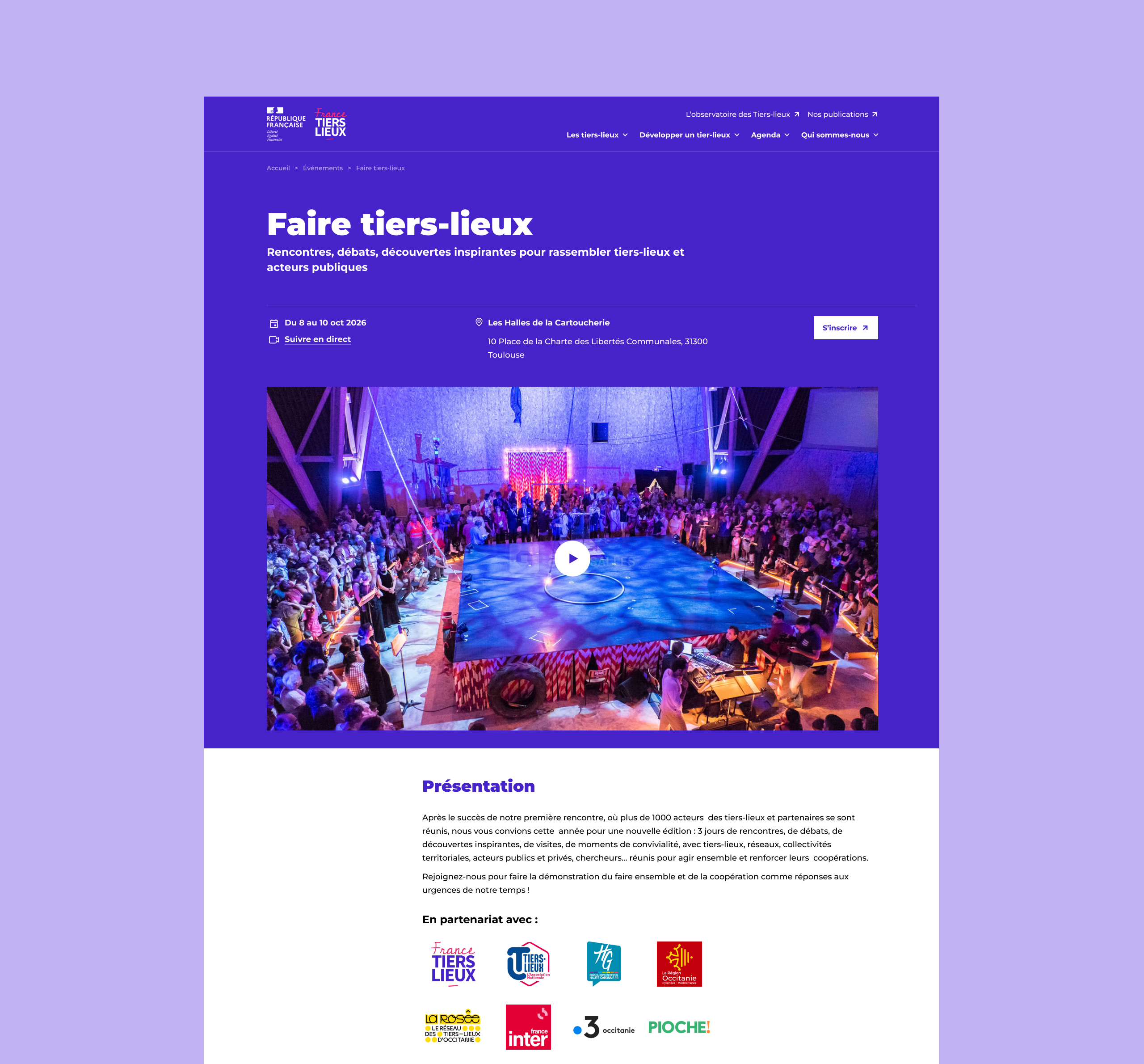 Design UX/UI desktop de la page détail d'un événement du site France Tiers-Lieux