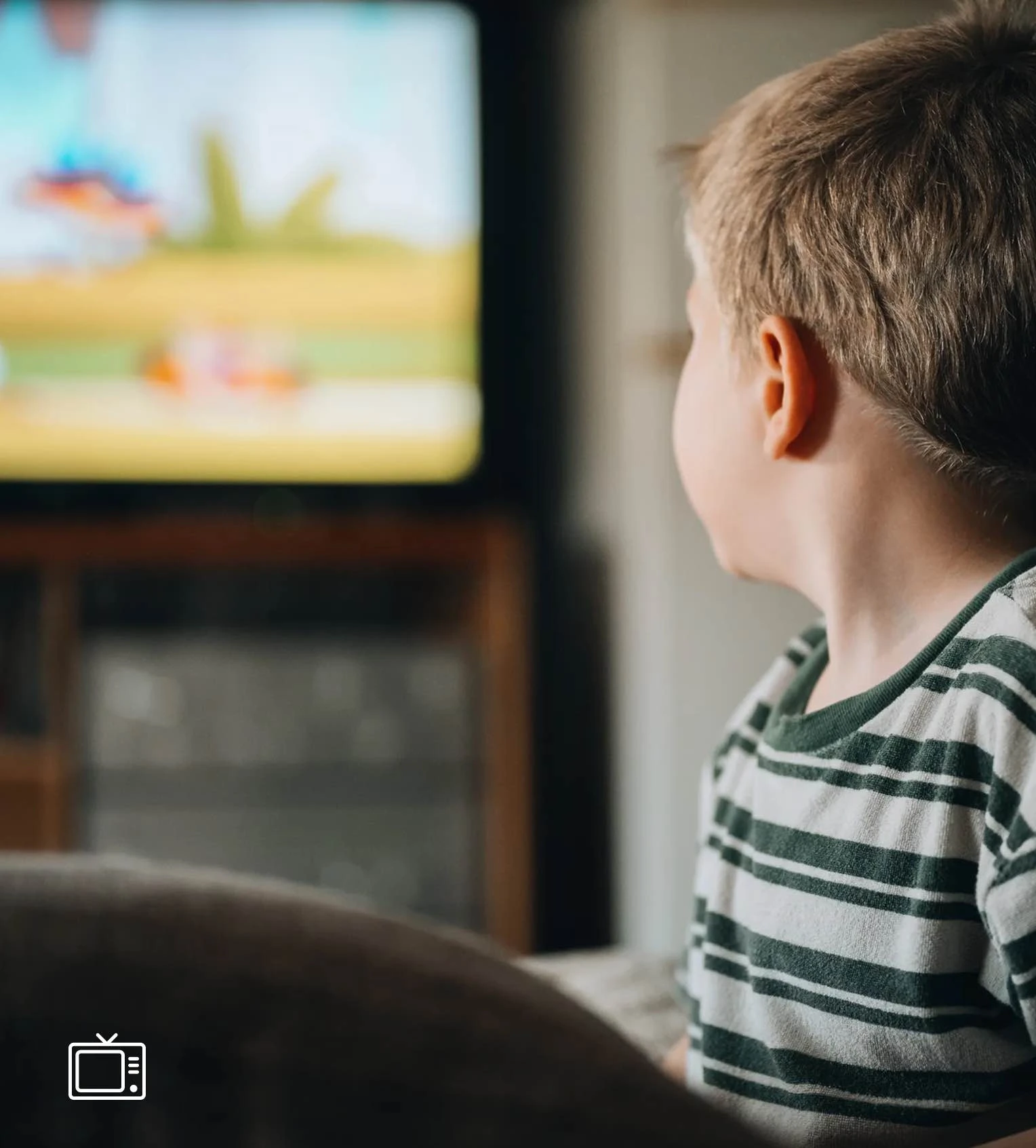 Jeune garçon de dos qui regarde un écran