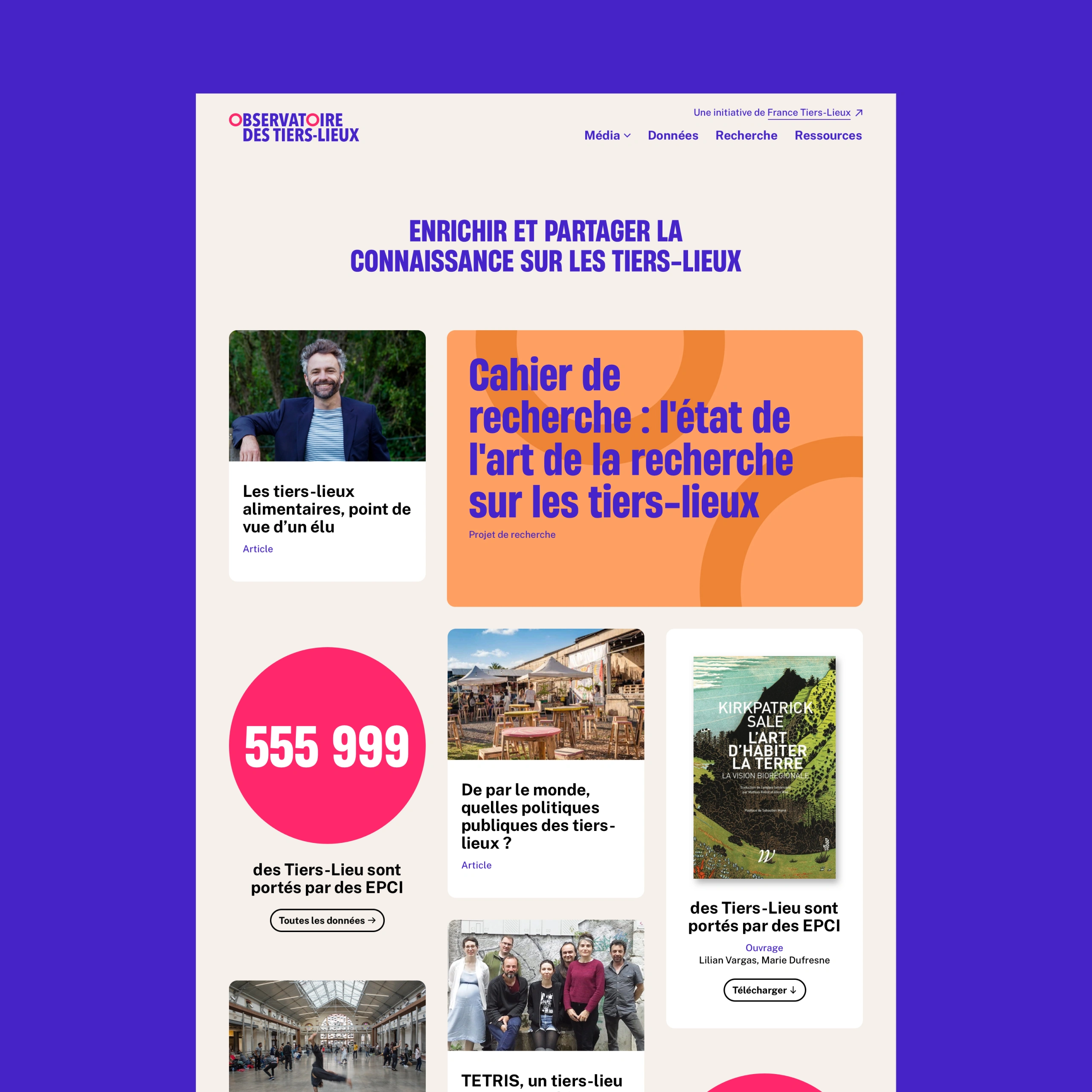 Page d'accueil du site de l'Observatoire des Tiers-Lieux