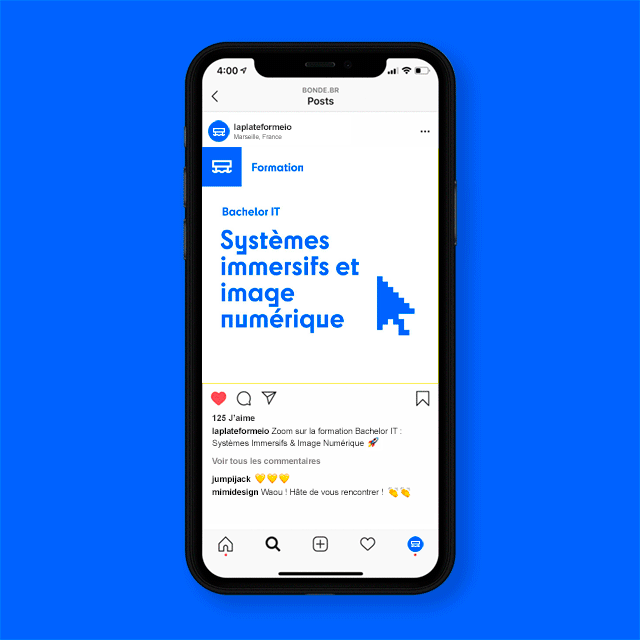 Animation des posts Instagram pour La Plateforme_