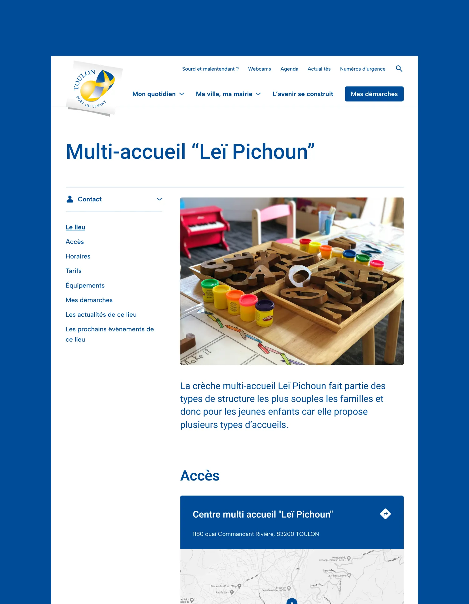 Design UX/UI desktop des pages du site de la ville de Toulon