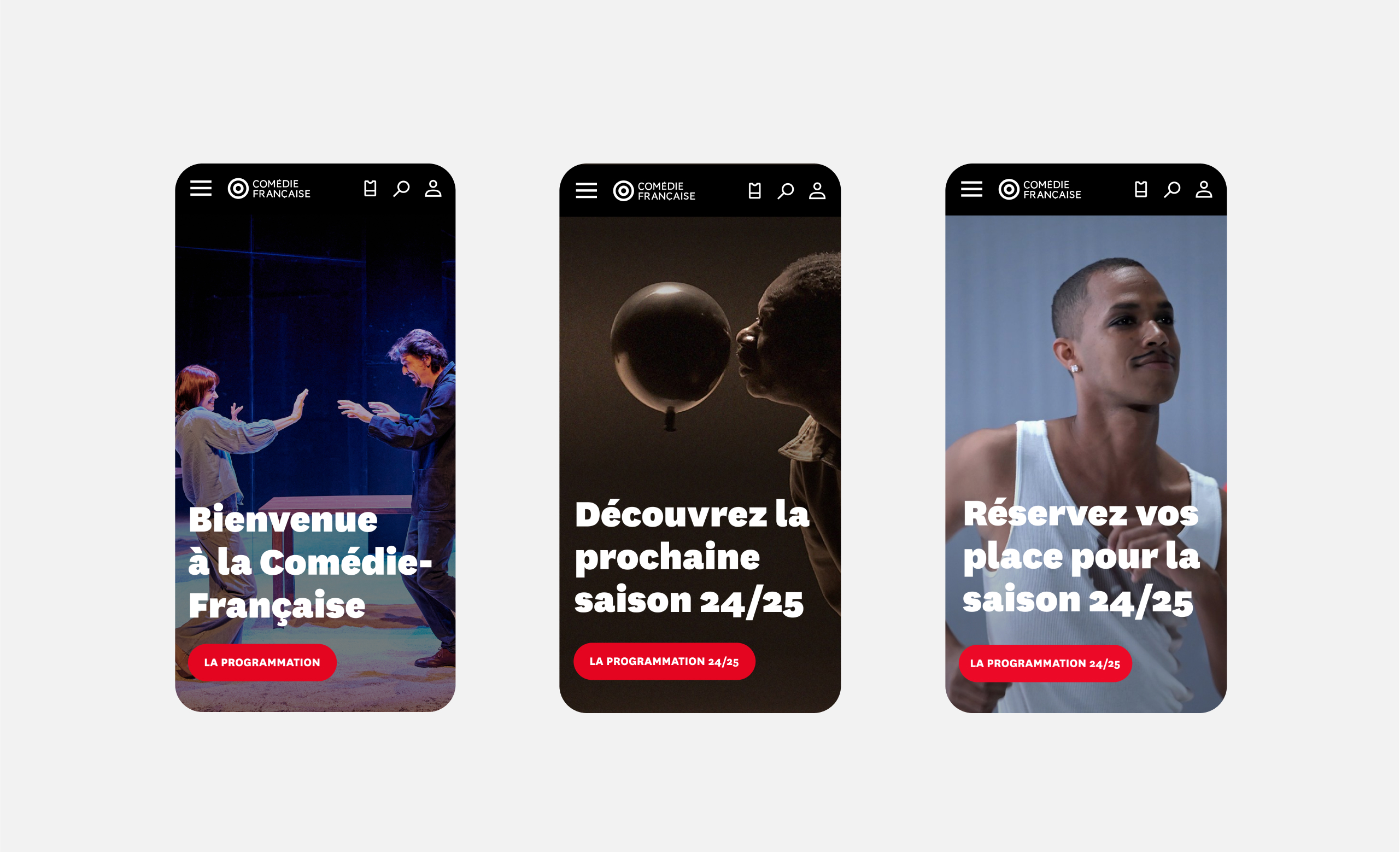 Design UX/UI mobile des pages du site de la Comédie-Française