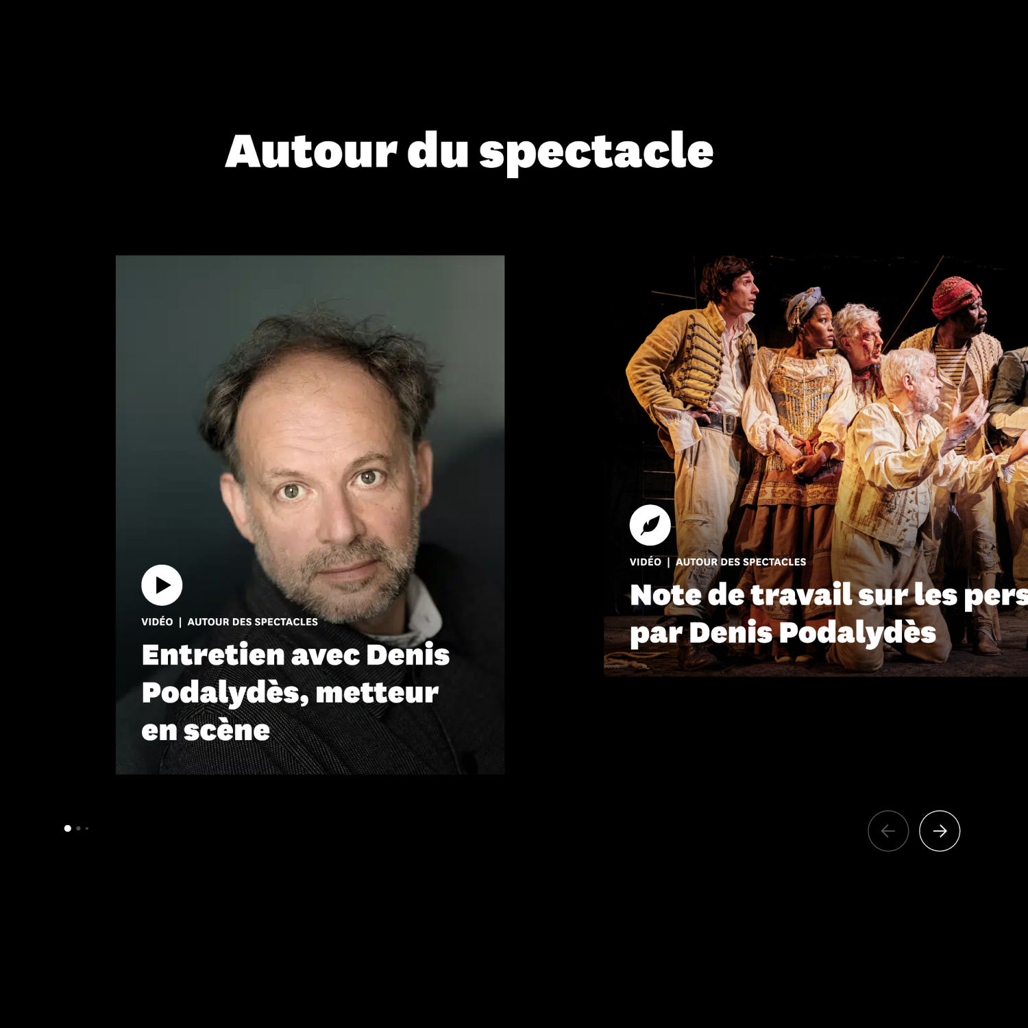 Design UX/UI desktop d'une page du site de la Comédie-Française