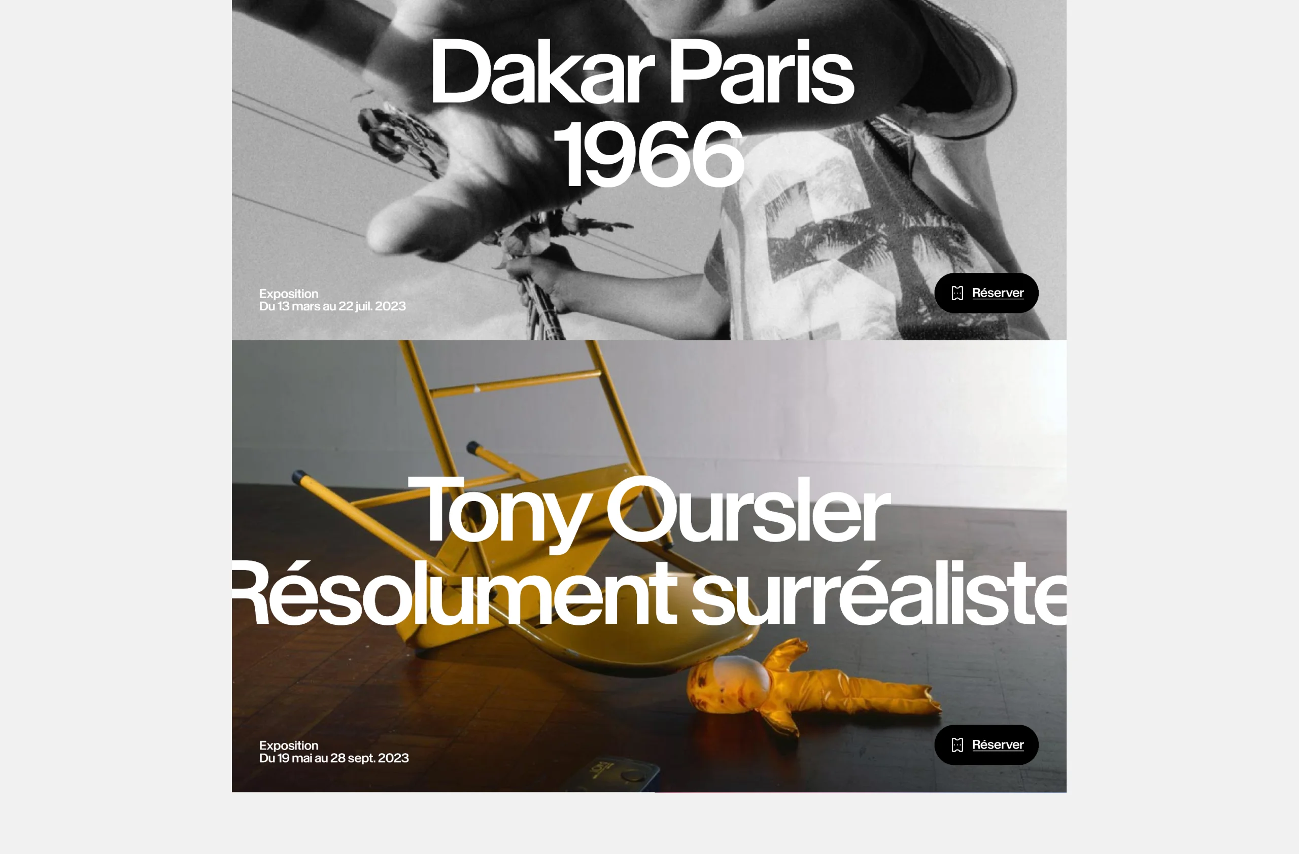 Design UX/UI desktop de la page d'accueil du site du Grand Palais à Paris