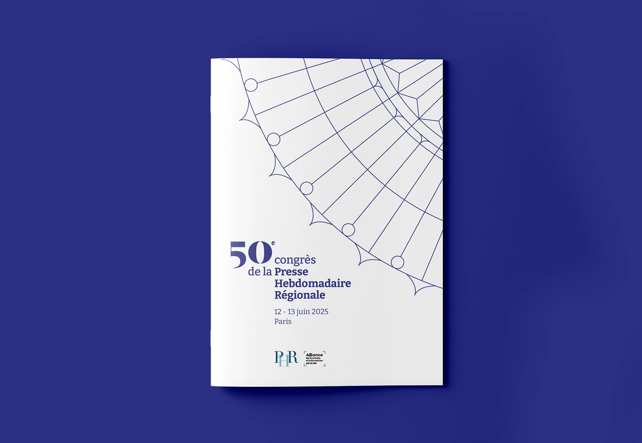 Design de la couverture de la brochure du 50e Congrès de la Presse Hebdomadaire Régionale