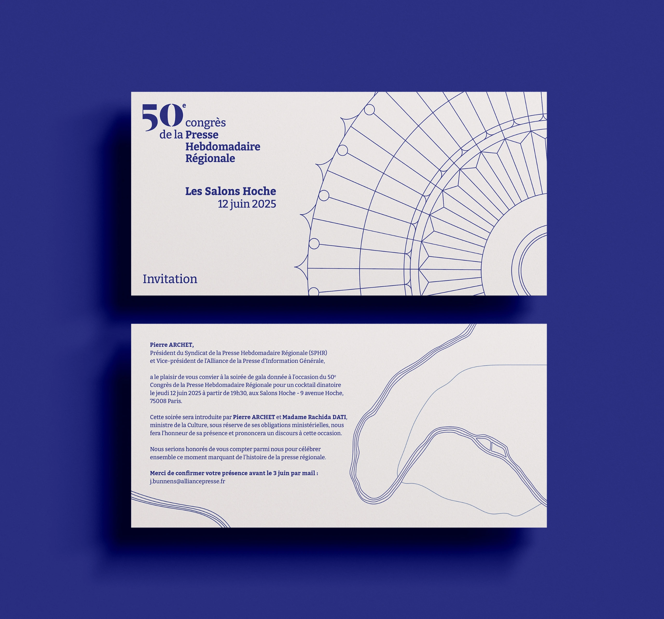 Design de l'invitation du 50e Congrès de la Presse Hebdomadaire Régionale