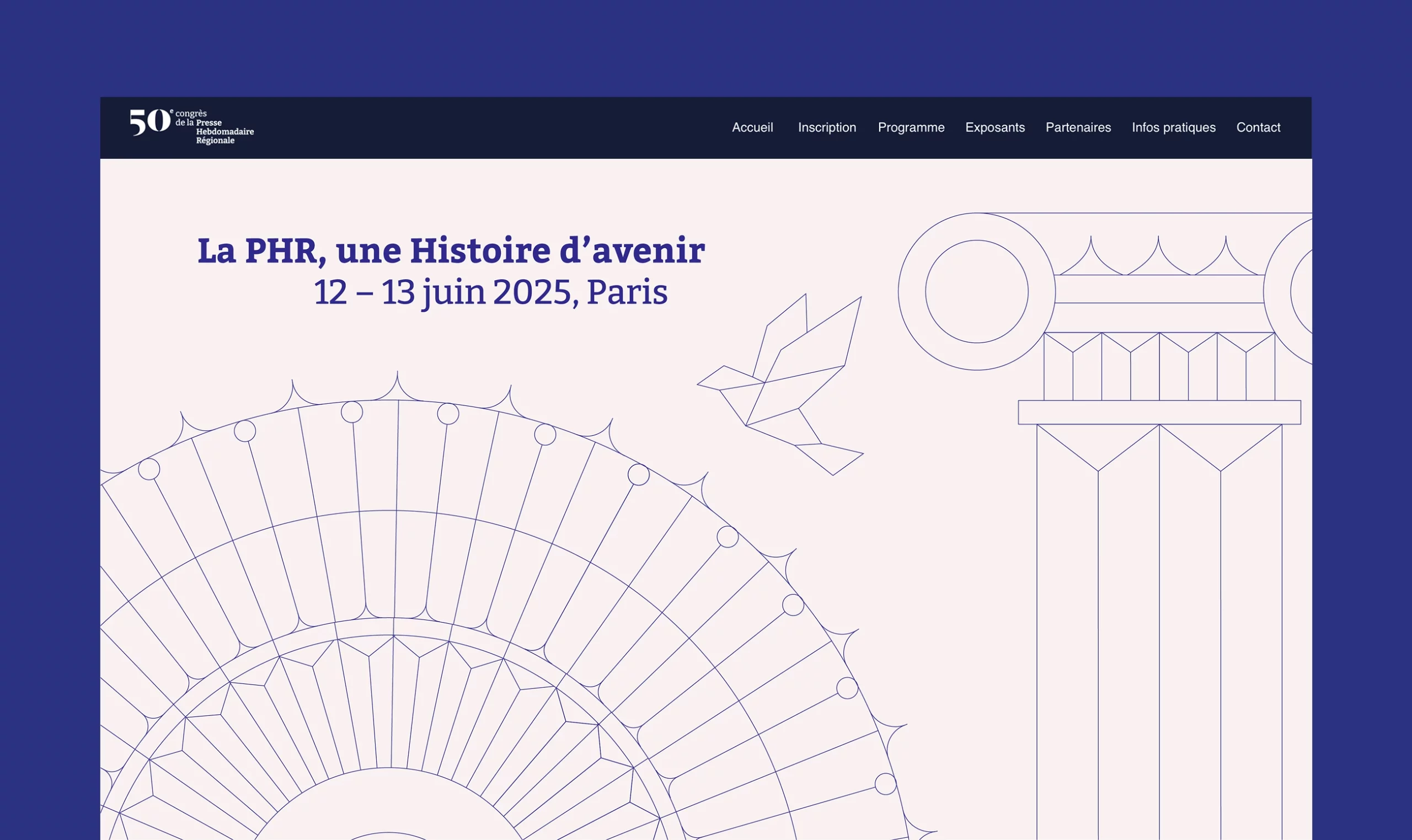Design de l'accueil du site du 50e Congrès de la Presse Hebdomadaire Régionale