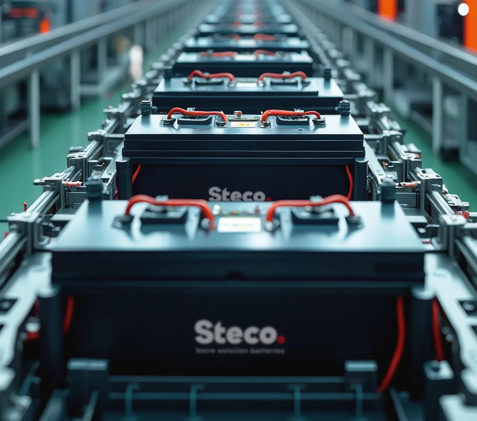 Photo des batteries Steco à l'usine