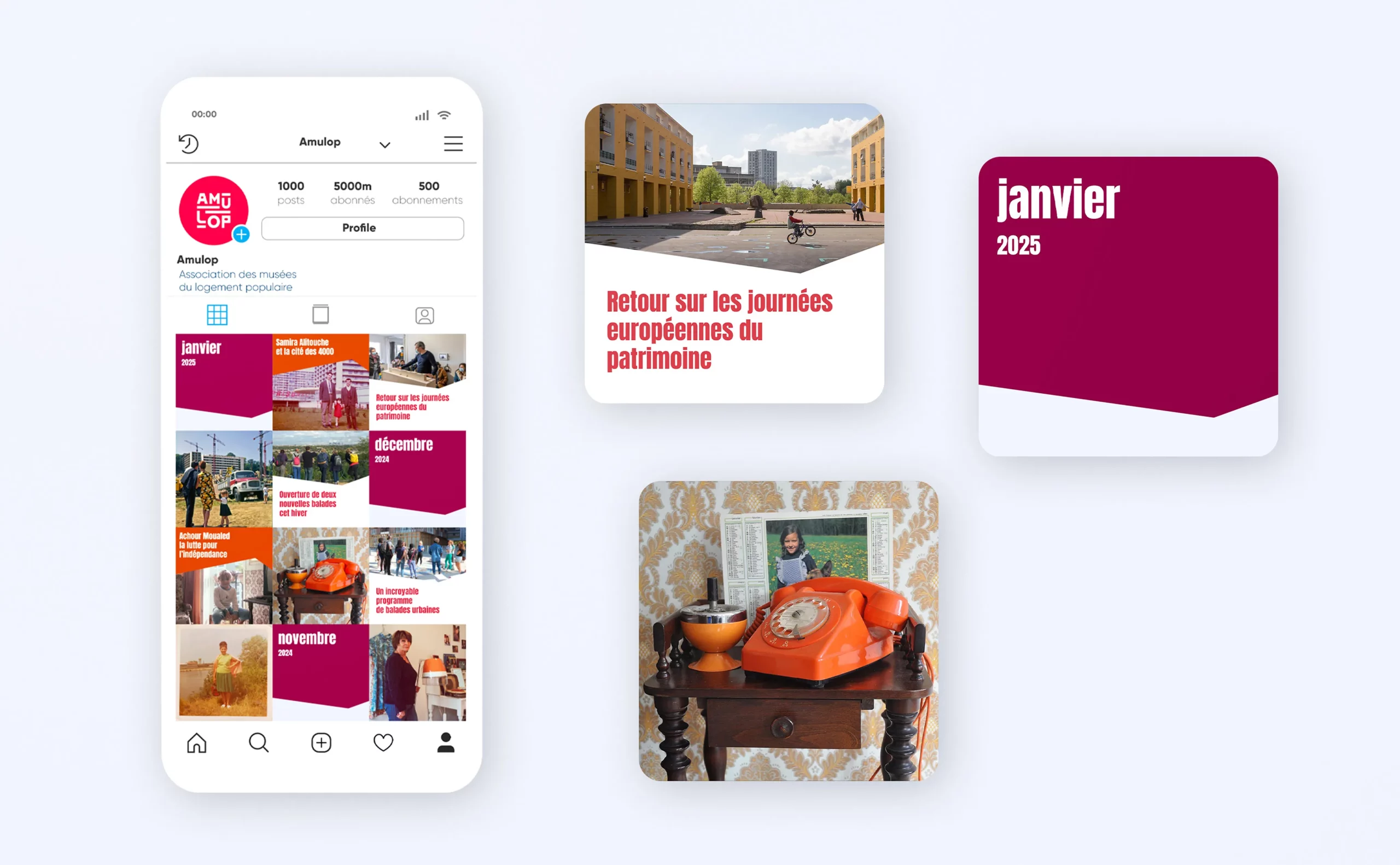 Design du feed et des posts Instagram d'Amulop