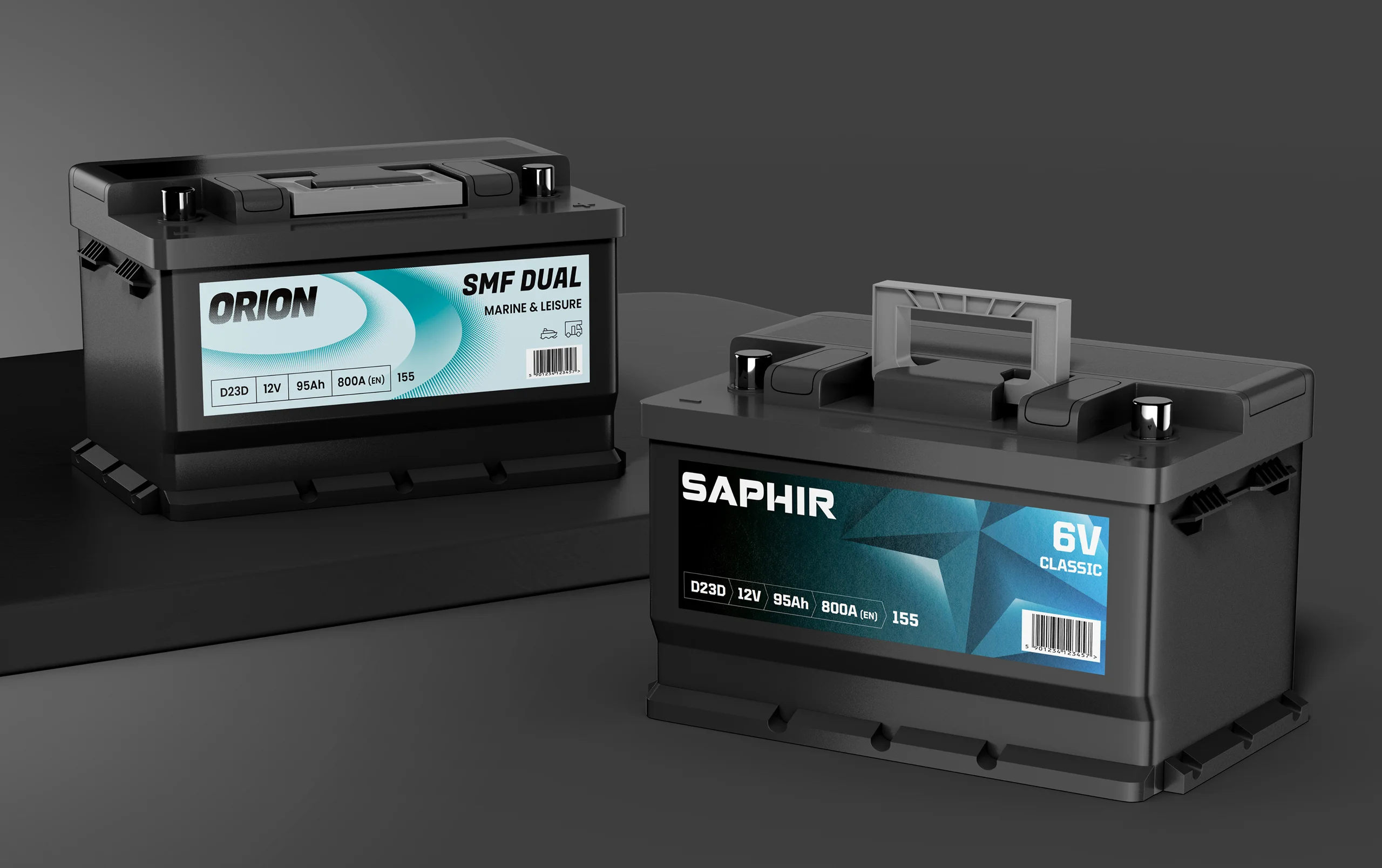 Design des étiquettes des batteries Orion et Saphir