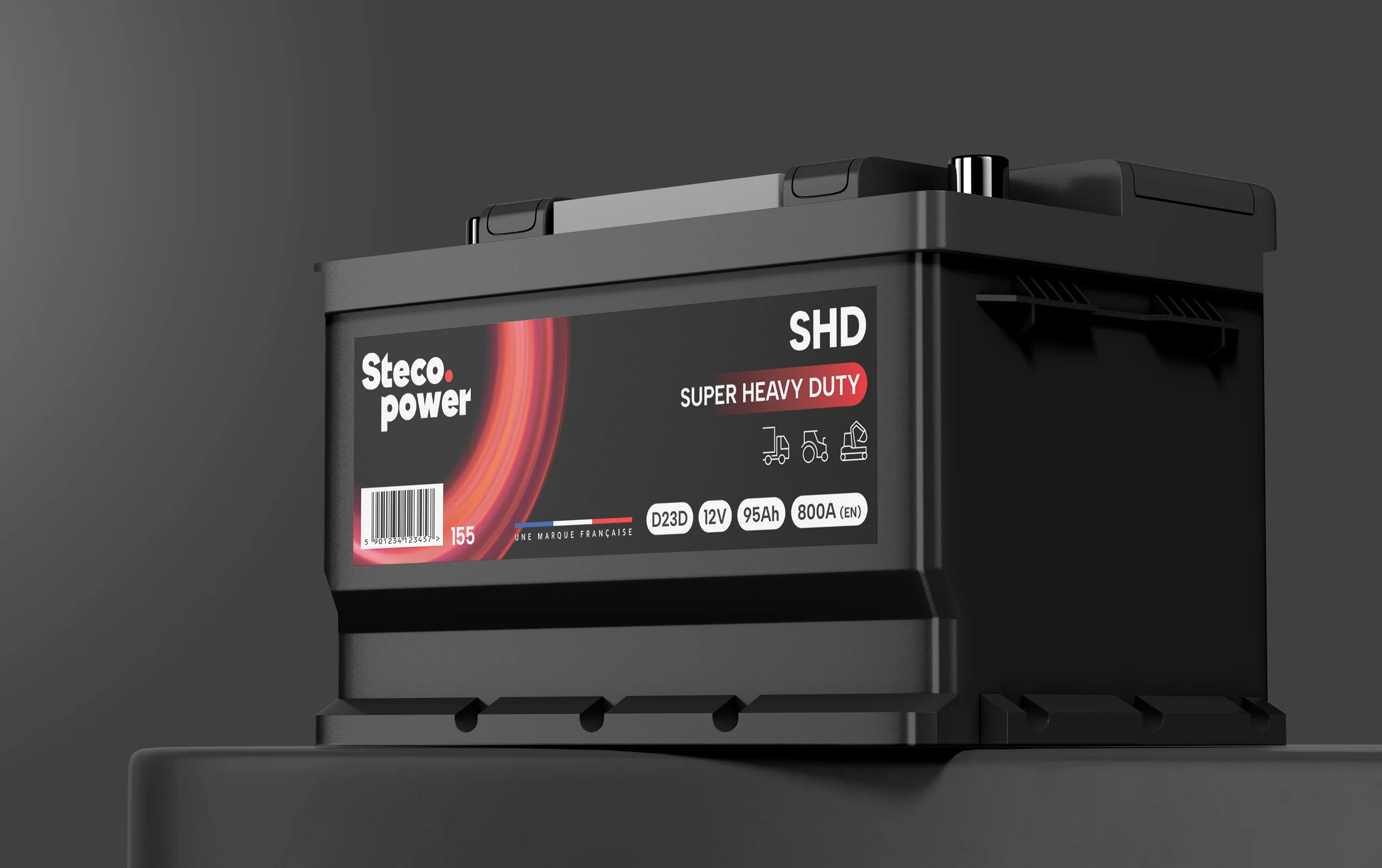 Design d'une étiquette de batterie Steco power