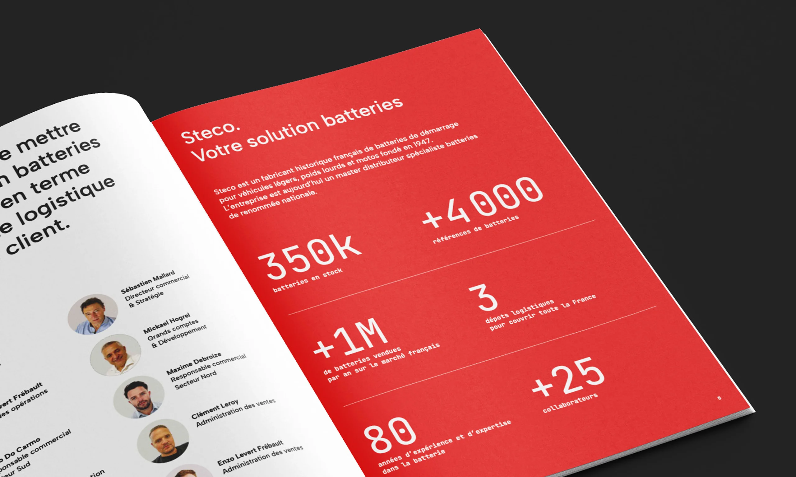 Design des premières pages de la brochure Steco