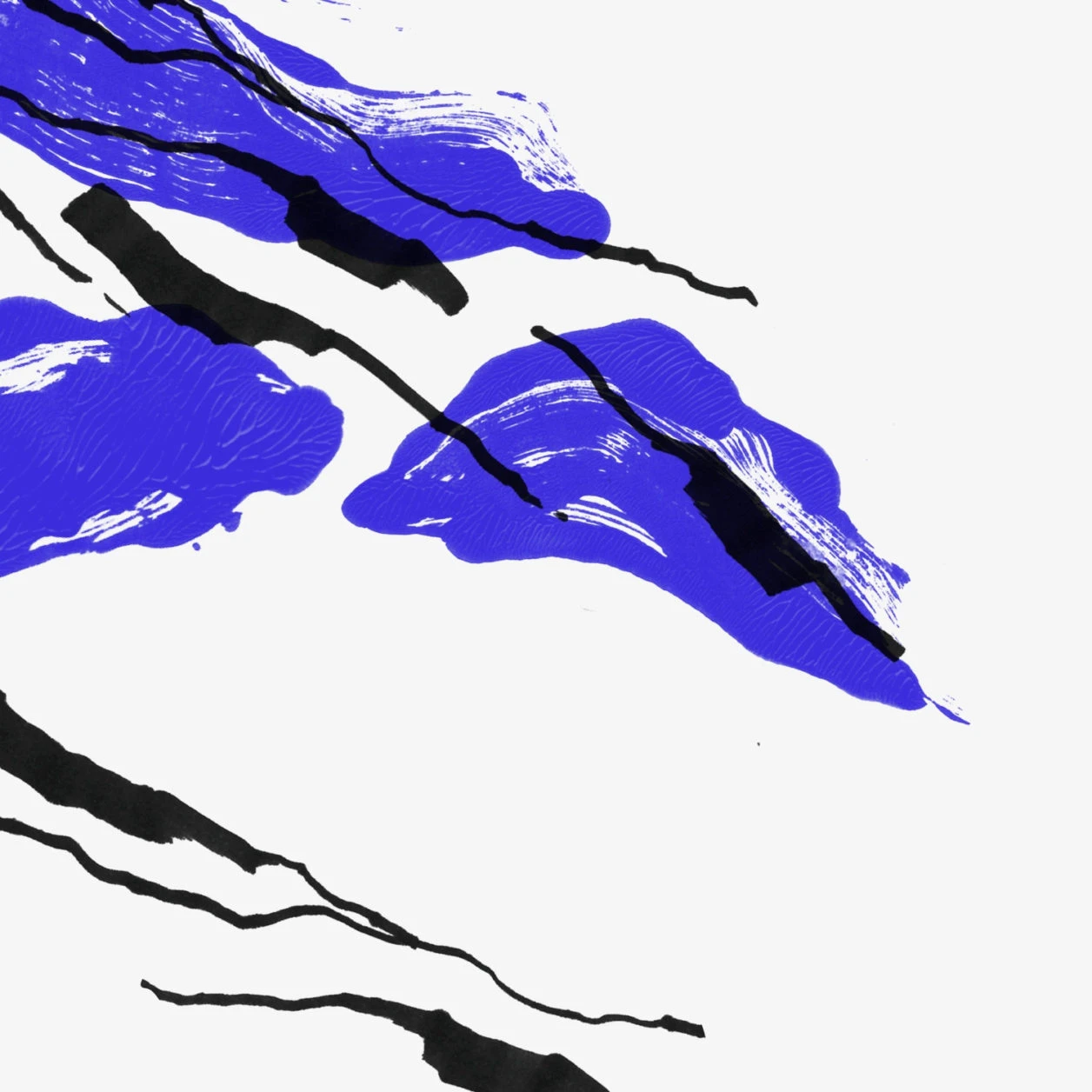Formes graphiques bleue et noires pour l'identité du festival d'Avignon 2023
